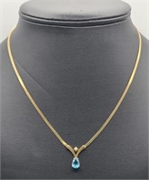 14k Yellow Gold Necklace w/ Diamond & Topaz