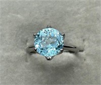 5.0 Ct. Natural Swiss Blue .925 Silver Ring