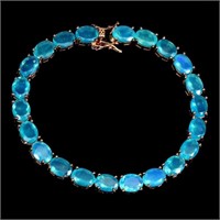 Natural Oval Blue Fire Opal 8x6 MM Bracelet