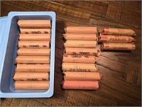 20 Rolls of US Pennies, 17 rolls marked