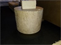 Stone Look Round Pedestal/End Table