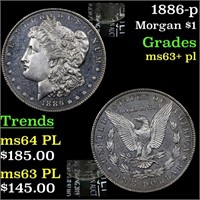 1886-p Morgan $1 Grades Select Unc+ PL