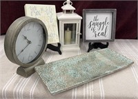 Lot of Miscellaneous Home Decor. Table Clock,