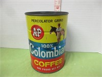 VINTAGE A & P COLOMBIAN COFFEE TIN