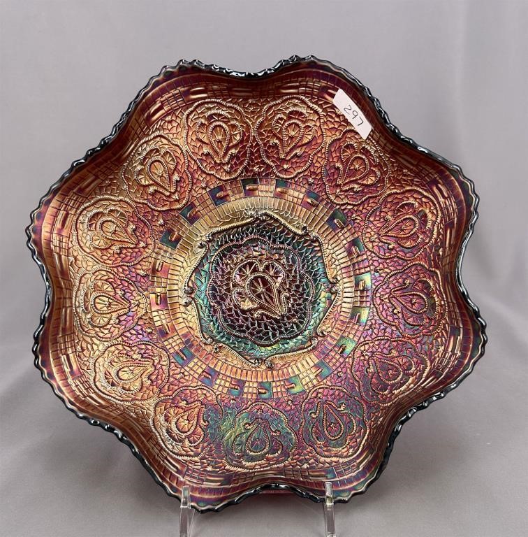 Persian Medallion 9" ruffled bowl - red