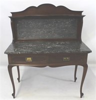 English Marble Top & Back Queen Anne Commode