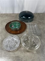 Depression divided glass dish, glass serving