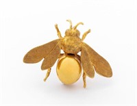Italian 18K Yellow Gold Honeybee Pin