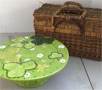 Cake Plate and Small Picnic Basket 14x8x8