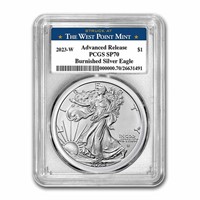 2023-w 1 Oz Burnished Silver Eagle Sp-70 Pcgs Ar