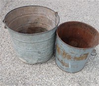 2 galvanized buckets