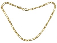 14kt Gold Men's XL 9.5" Figaro Bracelet
