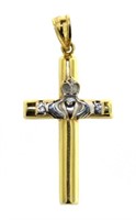 14kt Gold Large Two Tone Cross Pendant