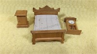 Miniature doll house furniture consists of clock
