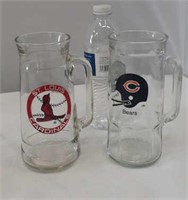 St Louis Cardinals and Chicago Bears glass mugs