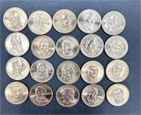 Presidential golden dollars- 20 various Presidents