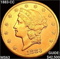 1883-CC $20 Gold Double Eagle CHOICE BU