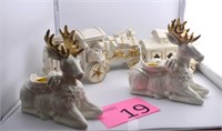 Mikisa Porclain Train & Reindeer Candle Holders