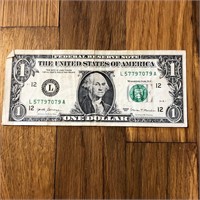 2017 US 1 Dollar Banknote - Fancy Serial Number