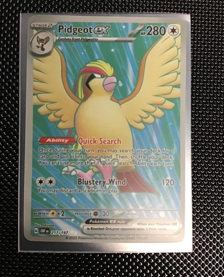 RARE PIDGEOT EX Pokémon holo card w/ case