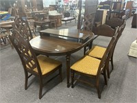 Vintage Trogdon Furniture Table, Leaf, 6 Chairs