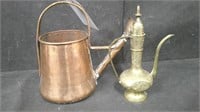 BRASS TEAPOT AND WATERING CAN