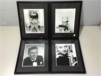 4 Framed Celebrity 8x10 B&W Photos