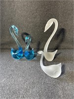 Blown and Frosted glass swans