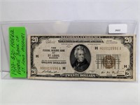 1929 $20 Federal Reserve Bank of St Louis Note