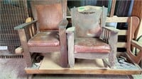 TWO EARLY WOODEN FRAMED CHAIRS