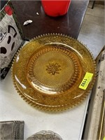 2PC LARGE TIARA GLASS ROUND AMBER PLATTERS