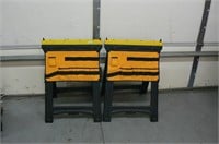 TWO SAWHORSES WITH ATTACHED STORAGE