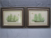 Pair Of Vintage US Military Framed Prints