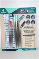 13PIECE MANNA STAINLESS-STEEL REUSABLE STRAW &