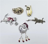 Assorted Cat Brooches Including JJ