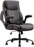 DYHOME Ergonomic Home Office Desk Chair Brown Leat