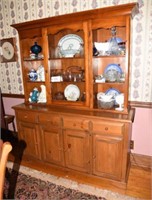 Ashley Furniture Co. Pine china cabinet with