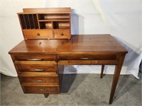 Vintage Mid-Century Modern Sewing Desk & Machine