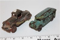 Cast Iron Toys - Blue Bus & Rusty Coupe