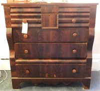 Antique Empire Walnut and Burl six drawer