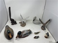 Lot of misc waterfowl carvings and figurines.