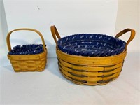 LOT #13 - 2 Blue Cloth Lined Longaberger Baskets