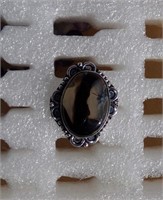 Agate Ring .925 Sterling Silver Plated Size 7 1/2