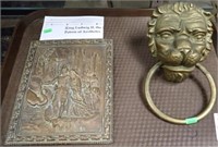 9 X 7 BRASS KING LUDWIG PC AND LION DOORKNOCKER