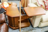 Oak Side Table w/ Adjustable Serving Shelf