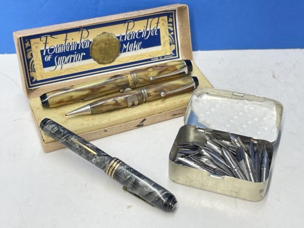 Fountain Pen And Pencil Set Colegian In Box,