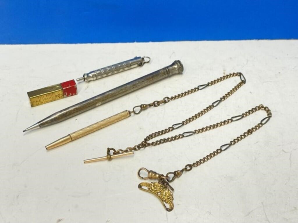 Mechanical Pencil Lot - Goldtone Pencil On A