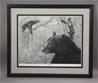 Lloyd Hovland "Nap Time" Bear Framed Print