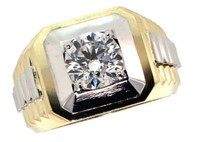 10k Gold Mens 2.01 ct Rolex Style Lab Diamond Ring