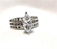 STERLING ENGAGEMENT RING W/ STONES STAMPED 925